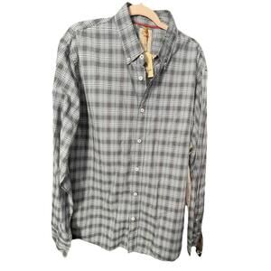 NWT Relwen Broadcloth Madras Shirt Mens 2XL Plaid Long Slv Button Front Cotton